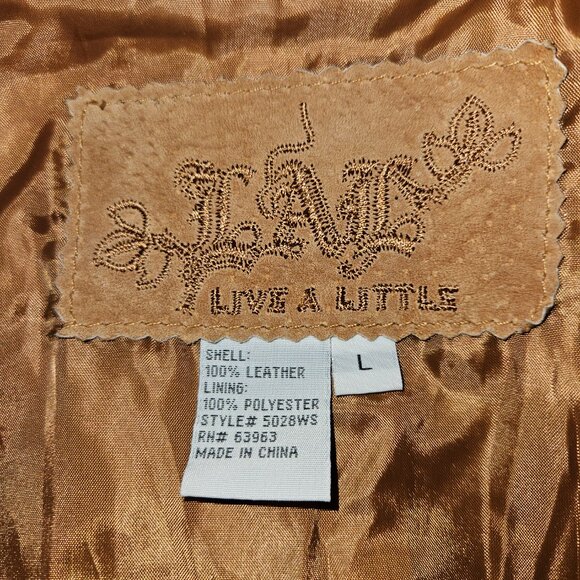 Live a Little Suede Leather Jacket Y2K Era - Large - Picture 7 of 7